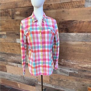 Pendleton 100% cotton long sleeve button down plaid blouse sz M EUC